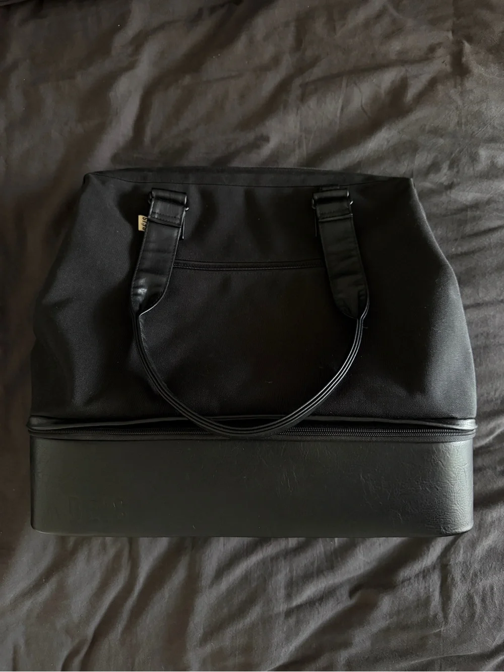 Black Men's Two-Compartment Travel Tote Bag